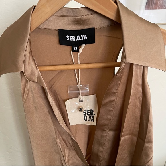 SER.O.YA The Shea Dress tan silk mini dress- size XS - Picture 9 of 11